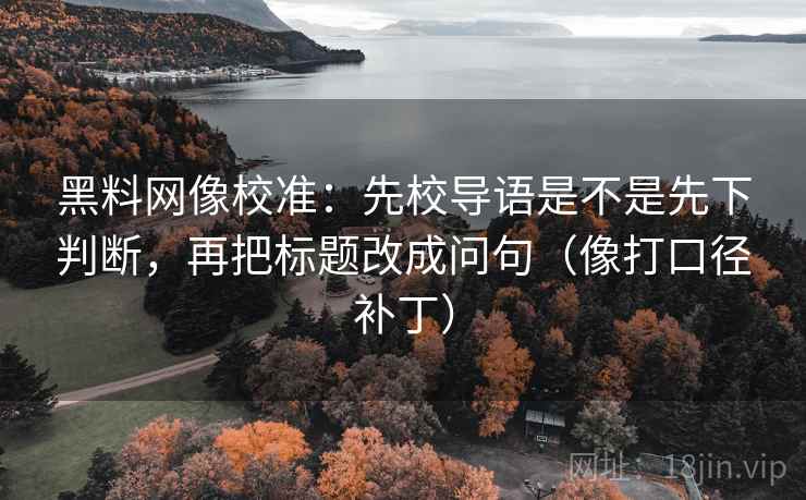 黑料网像校准：先校导语是不是先下判断，再把标题改成问句（像打口径补丁）  第2张