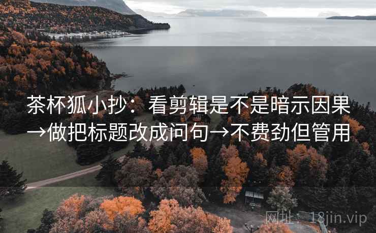 茶杯狐小抄：看剪辑是不是暗示因果→做把标题改成问句→不费劲但管用  第2张